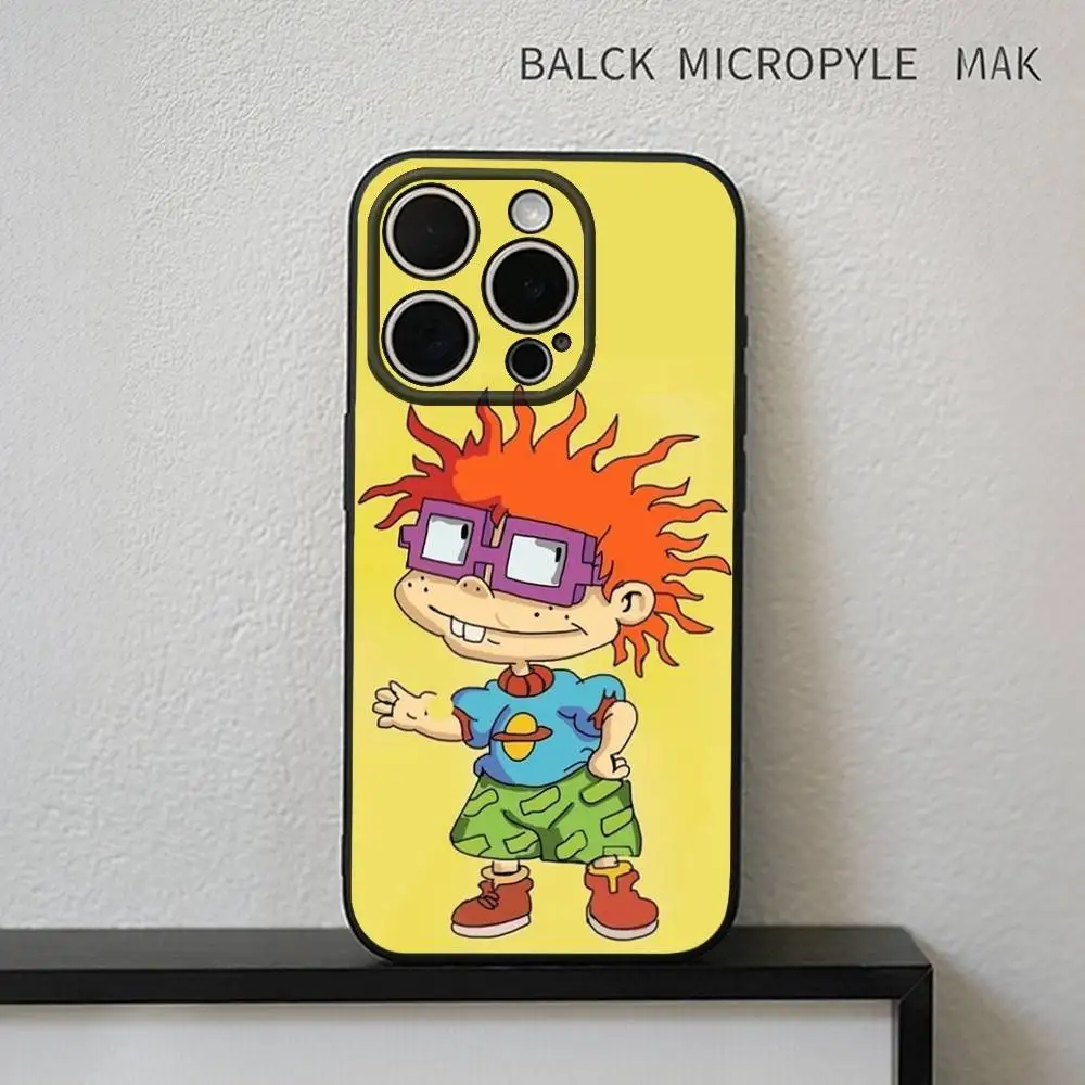 Grappige Cartoon R-Rugrats Telefoonhoesje voor iPhone17,16,15,14,13,12,11 Plus,Pro Max Zachte Zwarte Cover