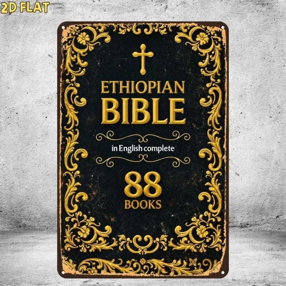 Ethiopian Bible 88 Books Vintage Metal Tin Sign Pre-Drilled Wall Art for Indoor Garden Bathroom Decor