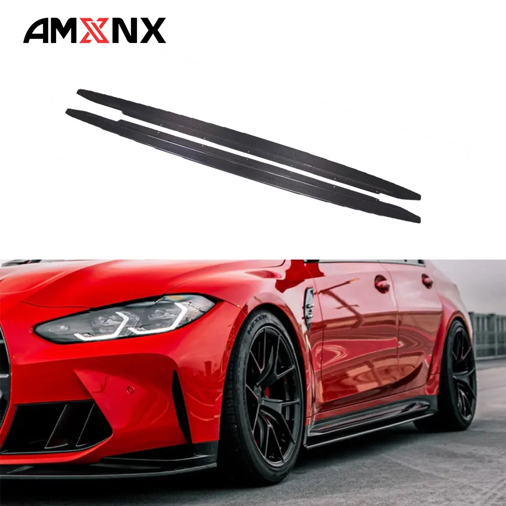 

Боковые юбки R44 для BMW M3 M4 G80 G82 2021+ Натуральная сухая отделка кузова из углеродного волокна Детали автомобиля Автомобильные комплекты кузова Стиль R44