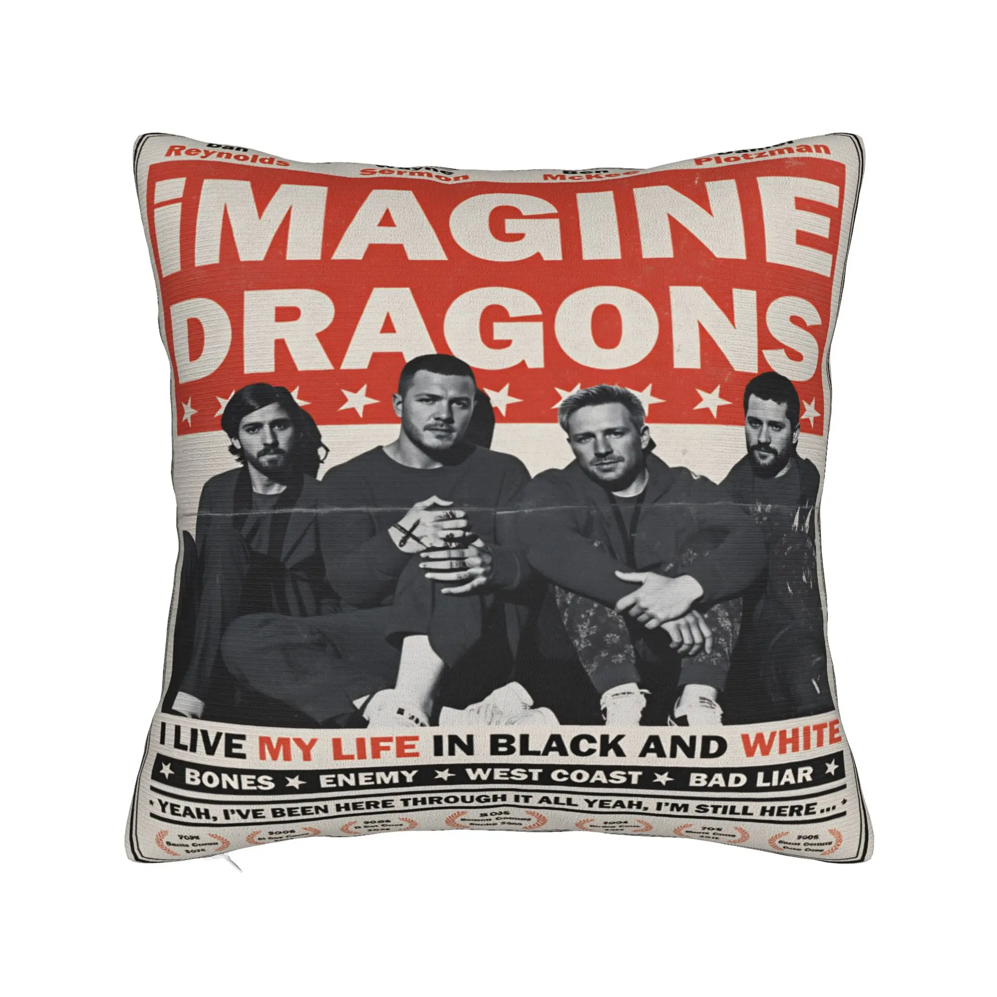 Imagine Dragons Band Loom World Tour Pillow Cover  Kawaii Pillow Case For Sofa Bedroom Home Decor Graphic Pillowcases Gift