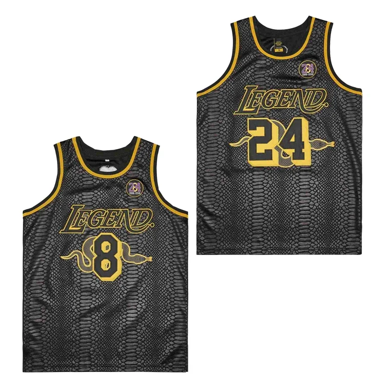 Men Basketball Jerseys Legend 8 24 Bryant Jersey Sewing Embroidery Outdoor Sports High-quality Black Snake Skin Fabric