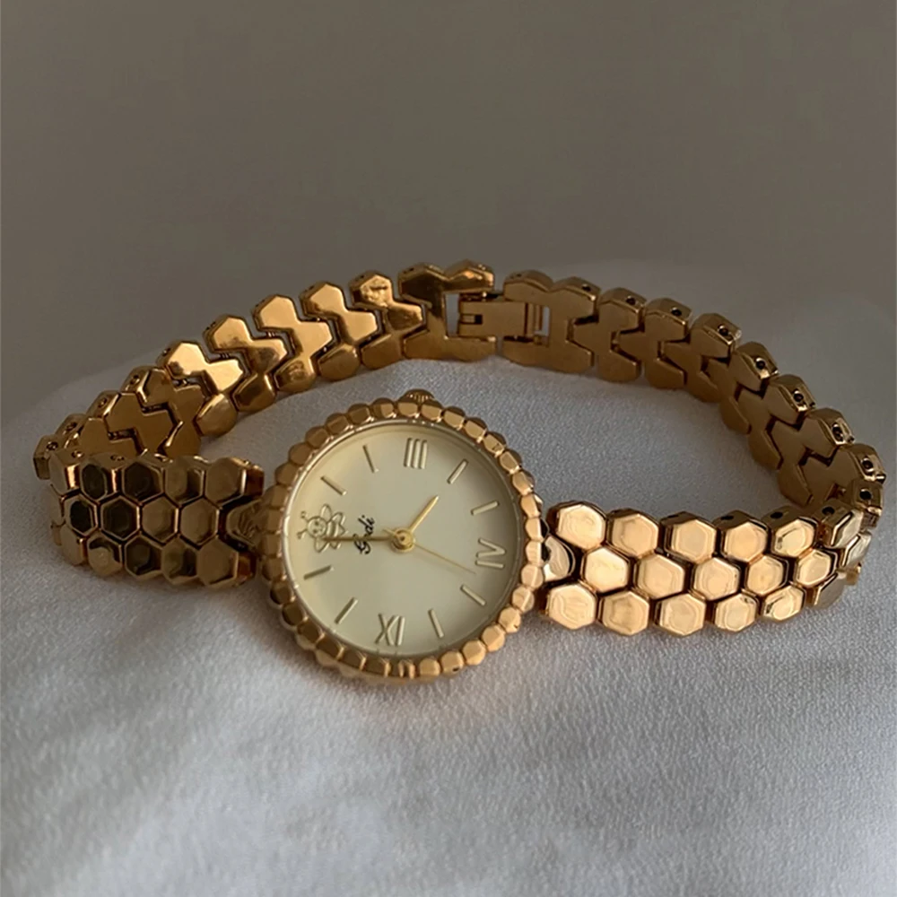 Fashion Senior Temperament honeycomb watch band disc Alloy bracelet  for women's girl gift  Jewelry Accessory
