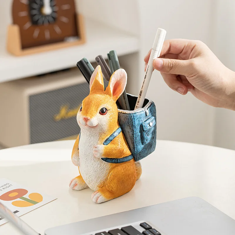 かわいいウサギのペンホルダーオフィスデスクトップ文具収納飾り学生寝室デスク装飾
