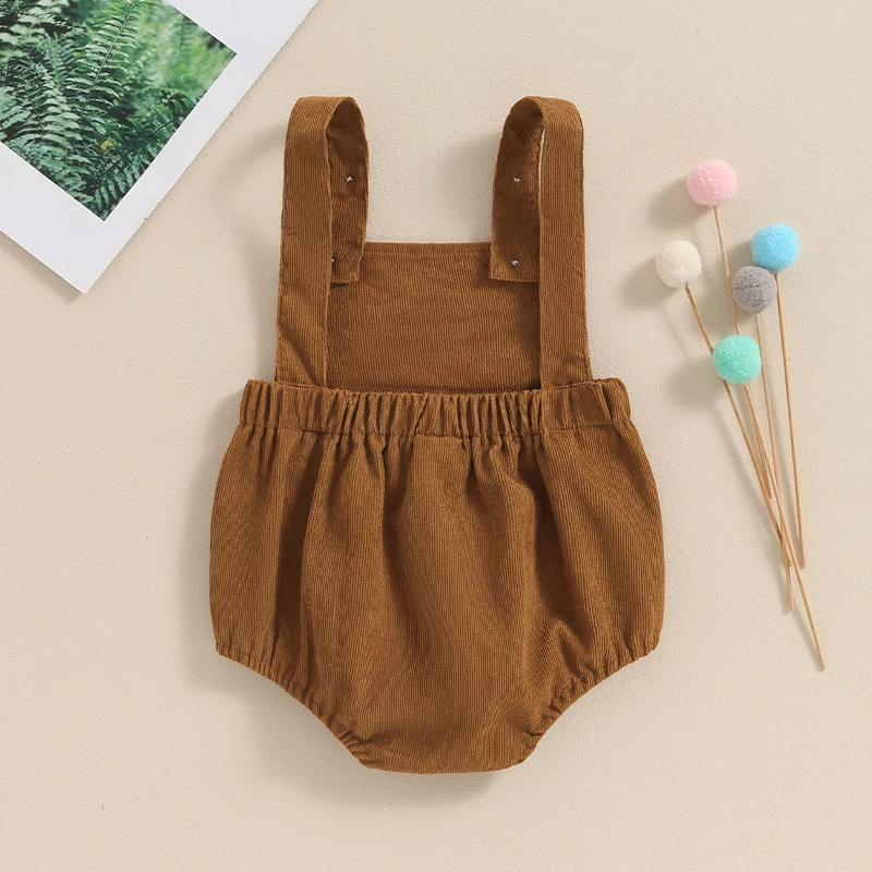 Toddler Baby Boys Girls Corduroy Deer Romper Sleeveless Embroidered Antler Hunting Overalls Clothes