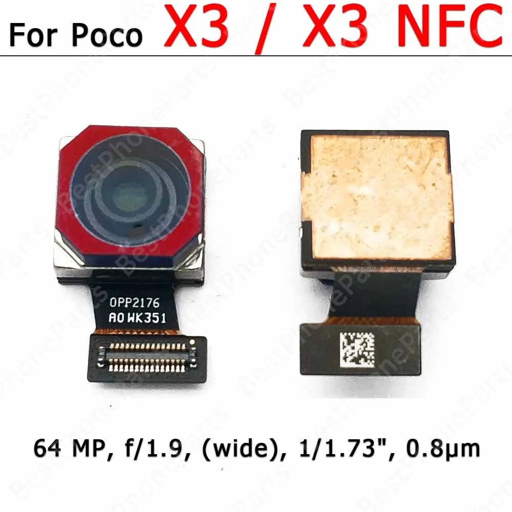 Rear Back Camera For Xiaomi Mi Poco X3 NFC Main Backside Big Camera Module Flex Cable Replacement Spare Parts