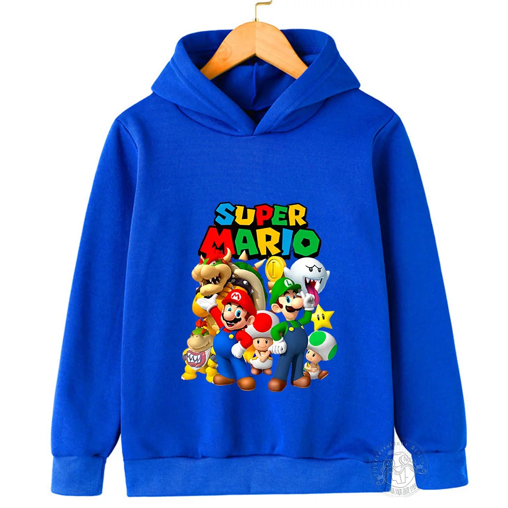 Dziewczyny gra Mario bros bluzy dla dzieci dziecko dziecko kreskówki topy wiosenne dzieci z długim rękawem bluza z nadrukiem jesienne chłopięce