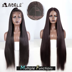 Noble 13x4 Lace Front Wig Synthetic 36 Inch Updo Ombre Brown Highlight Wig Long Straight Wigs For Women Lace Wig Cosplay Wigs