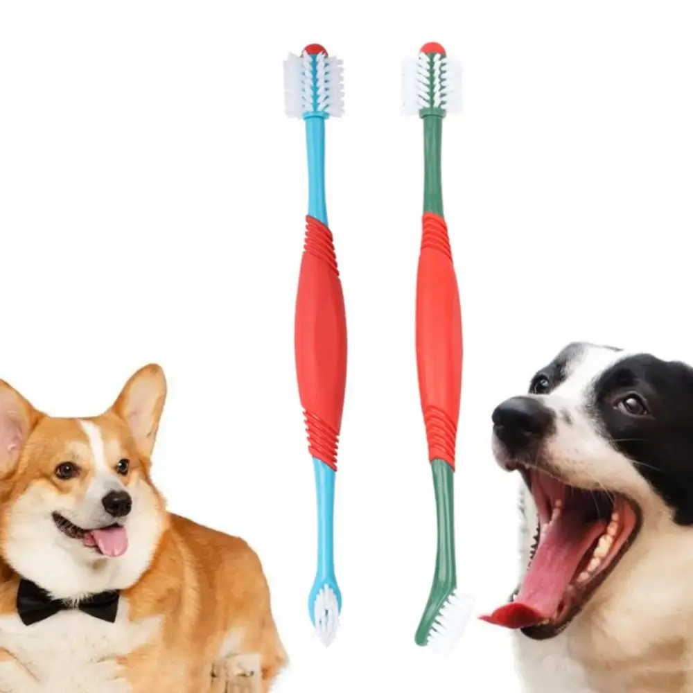 

360° Pet Double Head Toothbrush Plastic Soft Bristle Cat Grooming Toothbrush Pet Tooth Cleaning Tools Wear Resistant