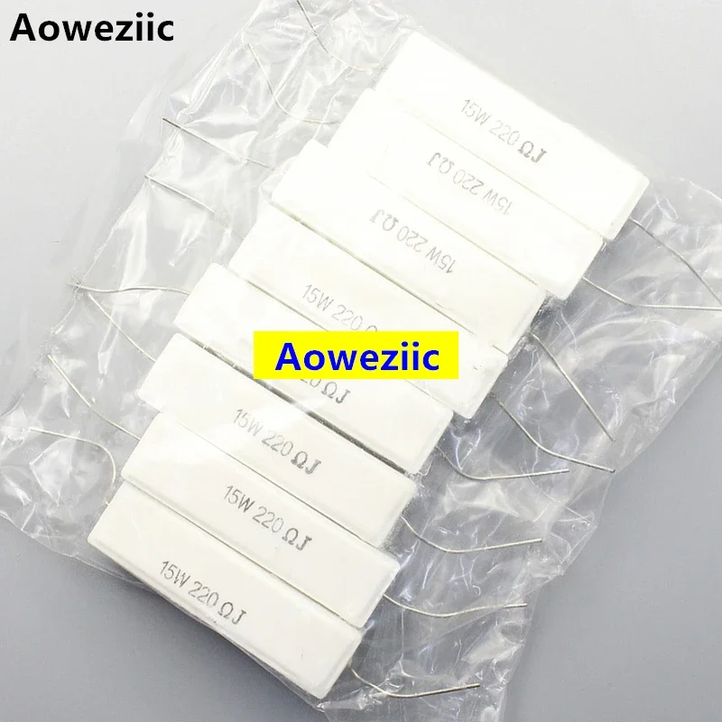 10Pcs 15W220RJ 15W220ΩJ RX27 Horizontal cement resistor 15W 220 ohm 15W220R Ceramic Resistance precision 5% Power resistance