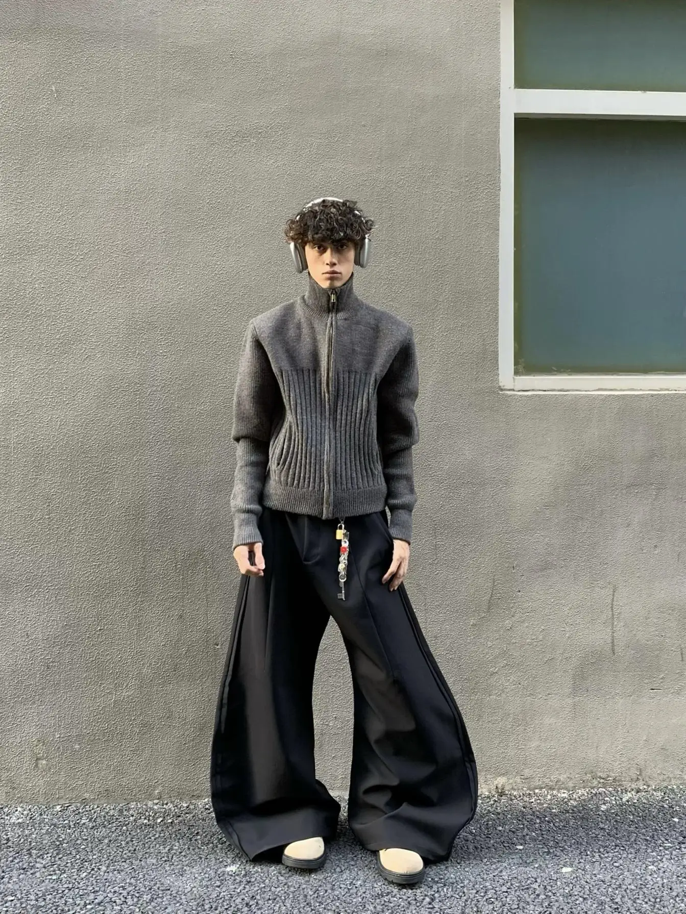 

Thiened High Collar Zipper Cardigan Sweater Men's Winter Warm Outerwear Youth Casual Long Sve Knitted Sweater Coat