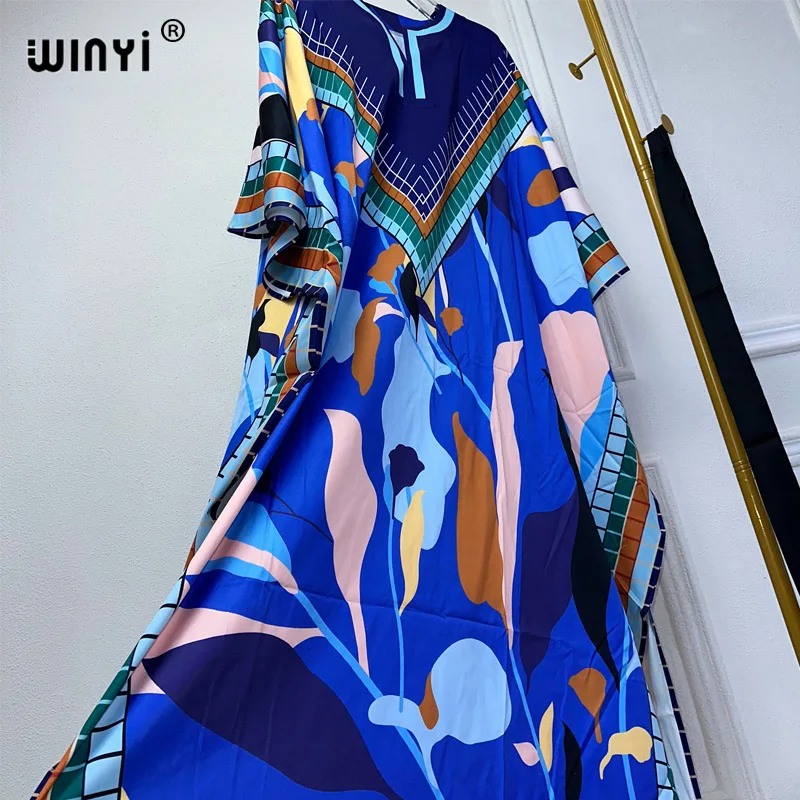 WINYI muslim\'s dresses for woman maxi dress fashion kaftan Floral Print Kaftan abaya dubai luxury summer Bohemian party dress