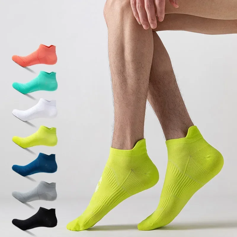 1 Pair Men Running Socks Women Cotton Soft Breathable Riding Cycling Basketball Sports Socks Non-slip Low Cut Ankle Short Socks