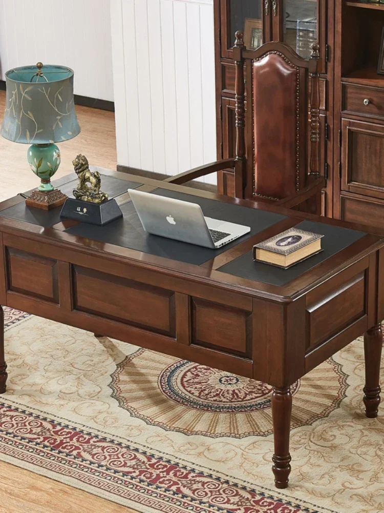 American-Style Solid Wood Home Desk European-Style Chair Set Small Apartment Computer Desk Simple
