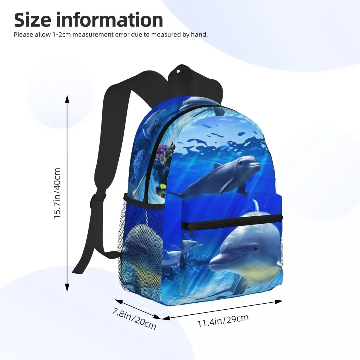 Exquisite Dolphin Turtle Student Backpack School Bag Hiking Travel Daypack for Men Women Fashion Bookbag Shoulder Bags