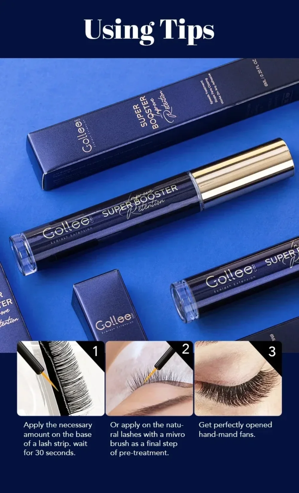 Gollee All Weather 0.5S Quick Drying Eyelash Extension Glue Professional Eyelash Adhesive Super Bonder Eye lash Booster