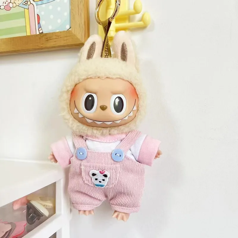 17cm Cute Mini Plush Doll'S Clothes Outfit Accessories For Korea Kpop Exo Labubu Idol Dolls donut overalls Clothing DIY Kid Gift