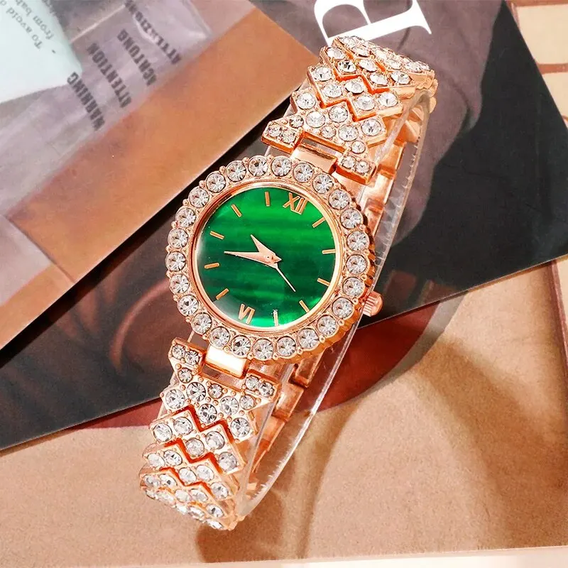 Women\'s Fashion Quartz Watch Luxury Stainless Steel Analog WristWatch Ladies Watch Women Dress Bracelet Set Clock Reloj Mujer