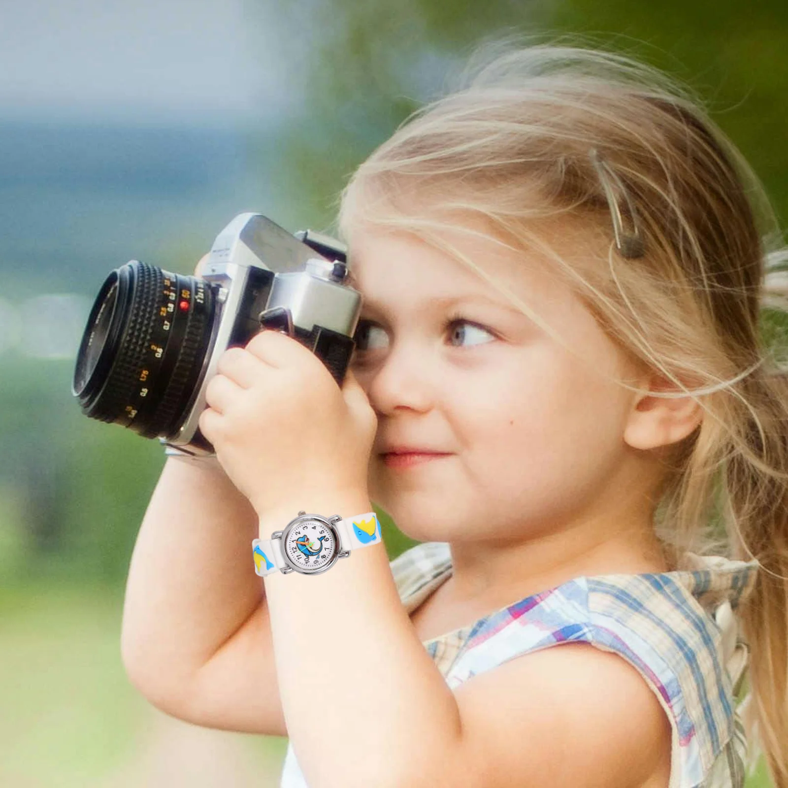 كارتون دولفين ساعة رقمية لطيفة ملونة كاجوال ساعة يد واضحة الاتصال الهاتفي وقت دقيق القراءة ساعة كرتونية #1