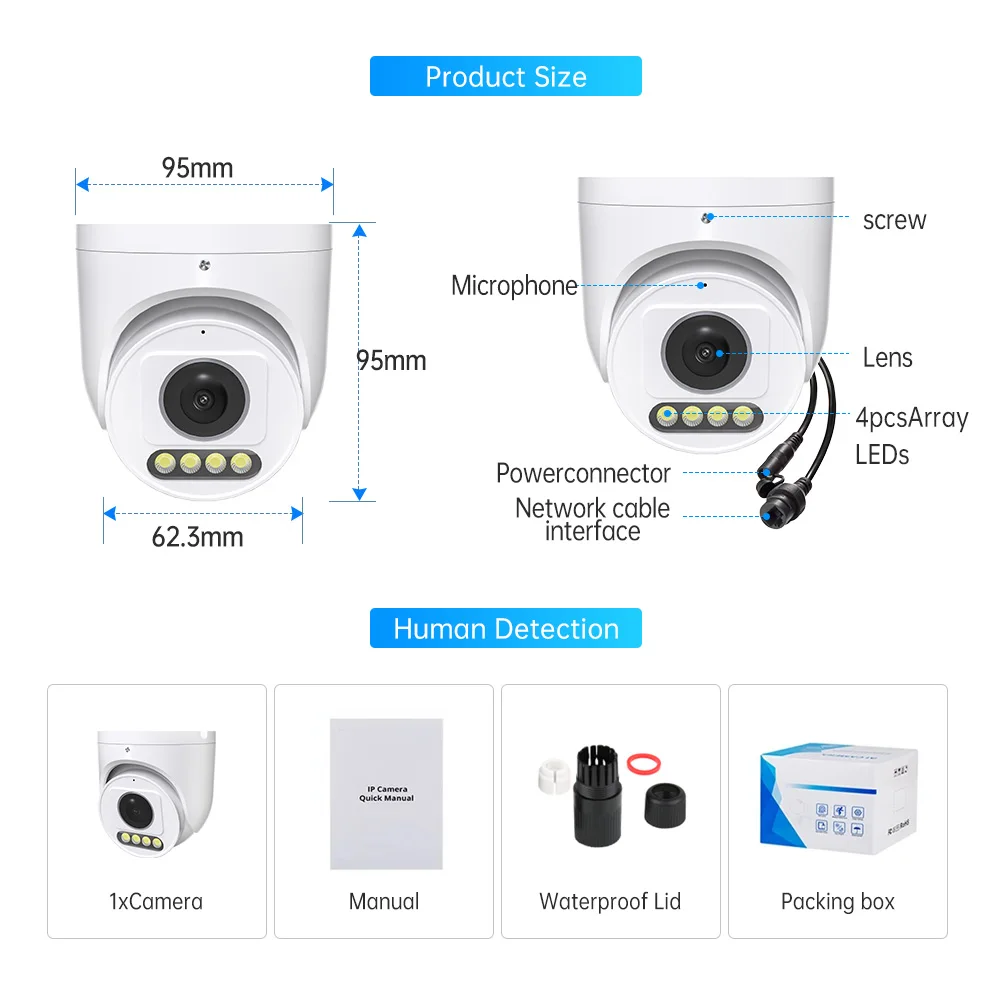 Techage 4K POE Security Camera AI Face Detection 165° 1.7mm Panoramic Fisheye Wide Angle CCTV Video 8MP Dome Surveillance XMEYE