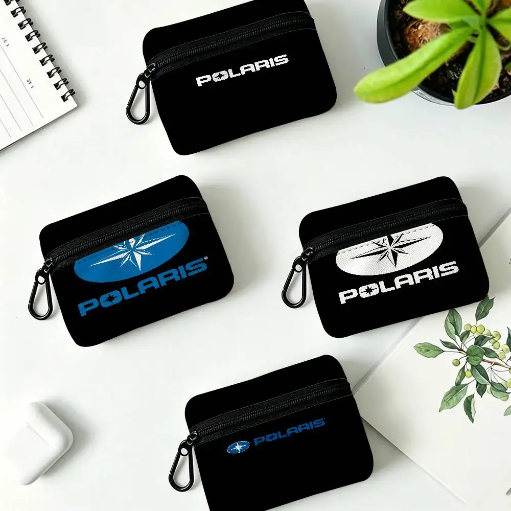 Off-Road Vehicle Brand P-Polaris Oxford Cloth Zipper Wallet Multifunctional Hanging Coin Bag For Credit Cards Keys Coins Earbuds