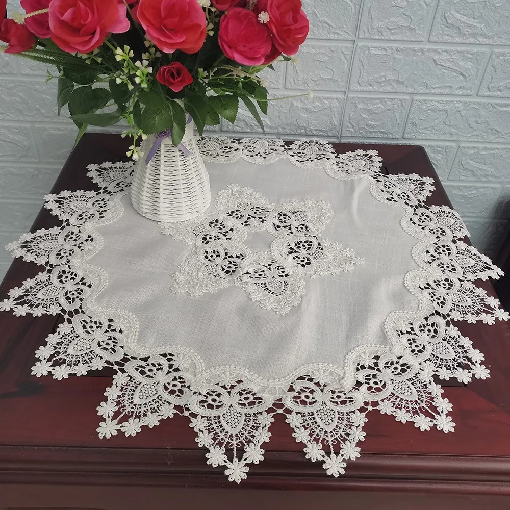 Pure Color Bamboo Bud Lace Tablecloth Fashion Simple Embroidery Dining Table Cloth Beautiful Table Flag Cover Cloth Tea Table