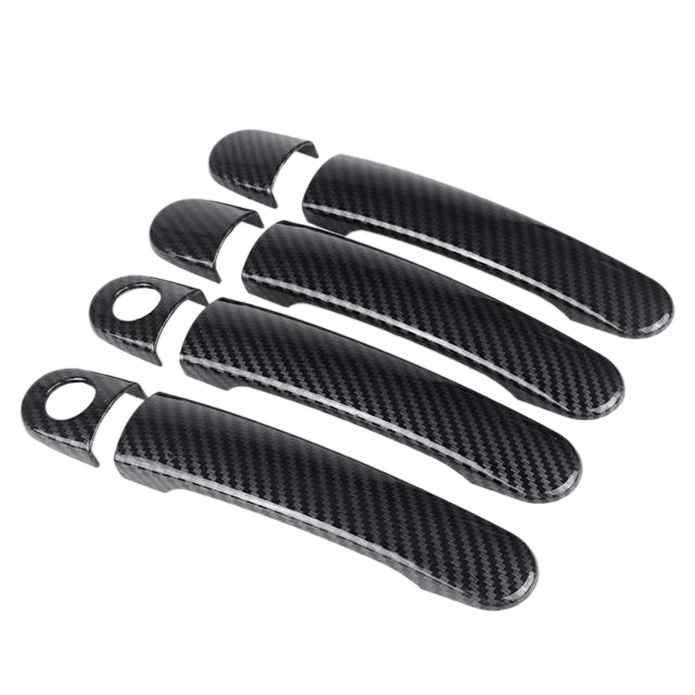 8PCS for Golf 4 MK4/Rabbit A4 1J 1997-2006 Door Handle Cover Trim Carbon Fiber Black Car Door Handle Covers 2 Holes