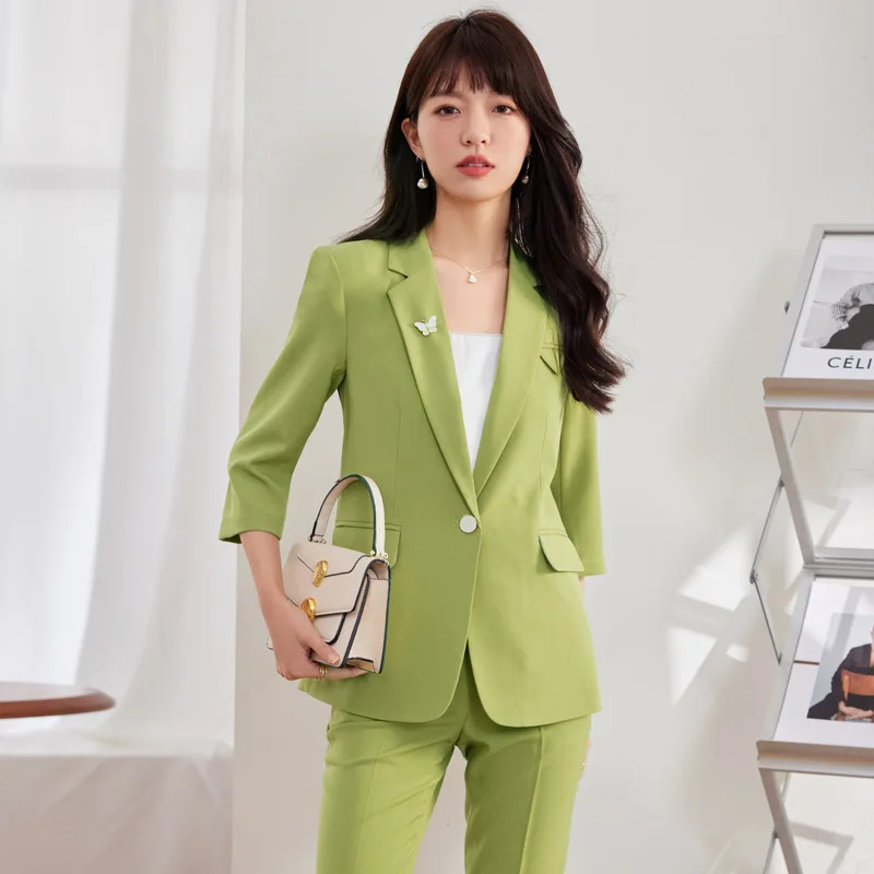 

Plus Size 5XL Formal Pantsuits Summer Uniform Styles Professional Business Work Wear Ladies Career Interview Blazer Trousers Set