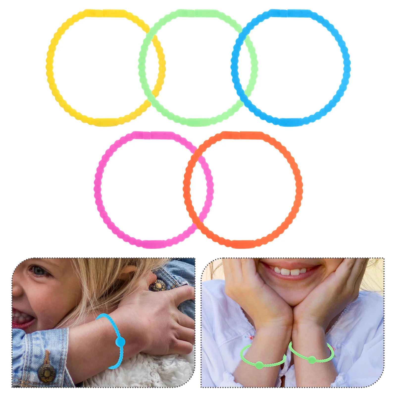 

5pcs Colorful Silicone Wristbands Elastic Stretch Comfortable Adjustable Skin-Friendly Unisex Bracelets For Party Festival