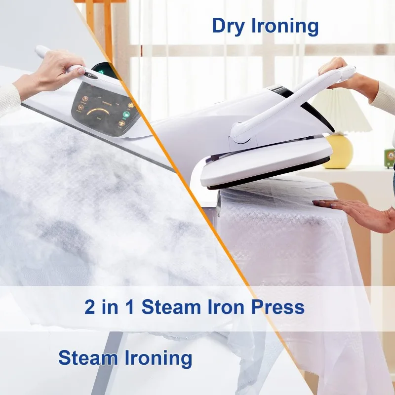

38" Large Steam Iron Press with LED Touch Screen, Voice Prompts, Iron Press with Spray Bottle and Press Pad for Home Business