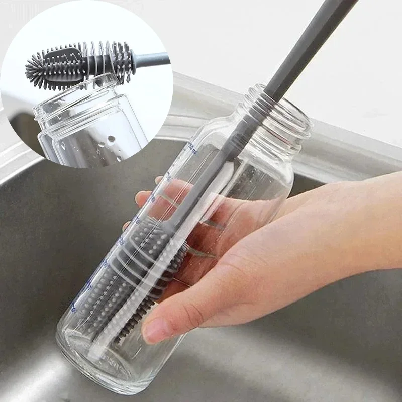 Flaschenbürsten-Set, Wäscher, Glasreiniger, Küchenreinigungswerkzeug, langer Griff, Trinkflasche, Glasbecher, Reinigungsbürste, langlebiger Bohrer