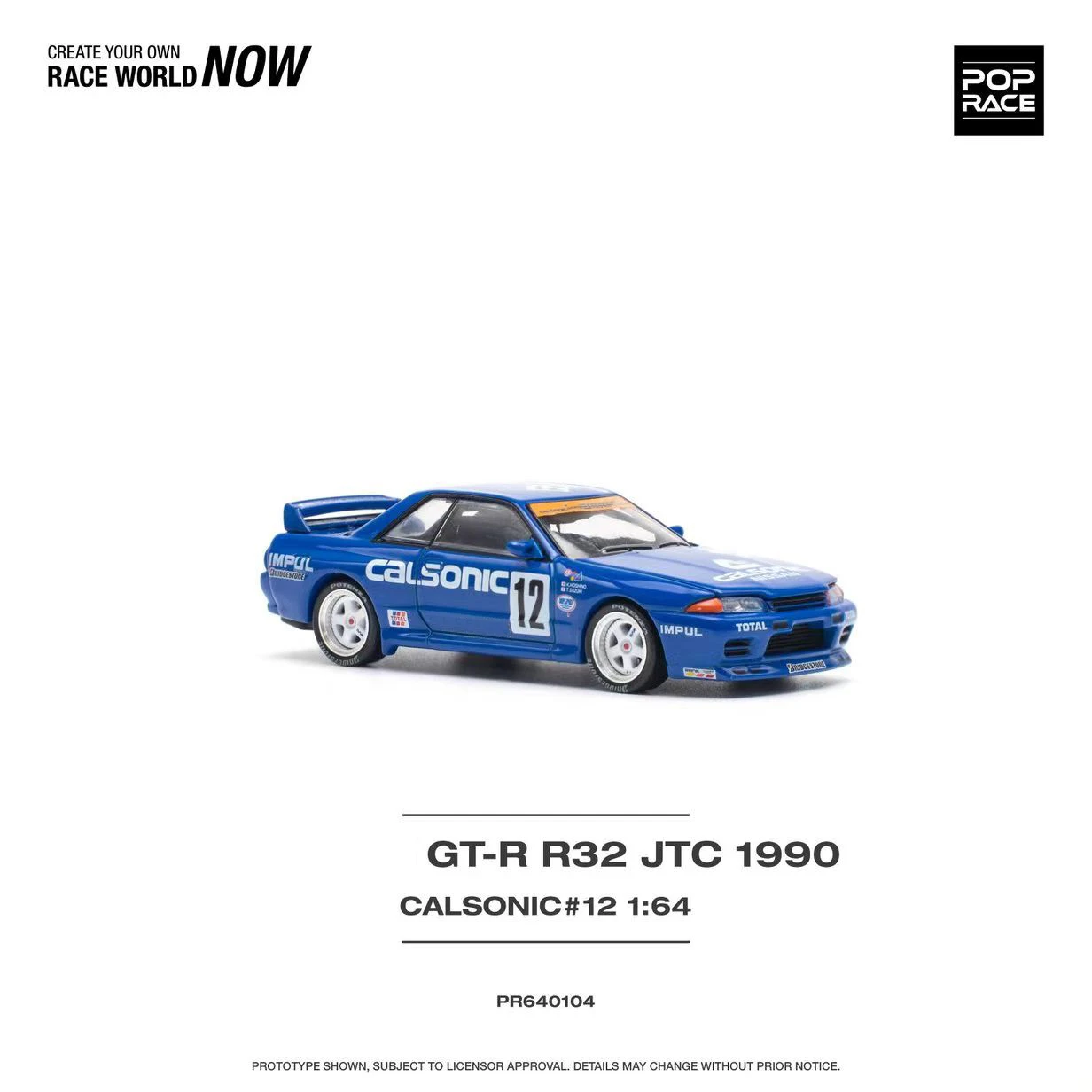 PreSale POP Race 1:64 Skyline GTR R32 JTC 1990 Diecast Diorama Model Collection Miniature Carros Toys