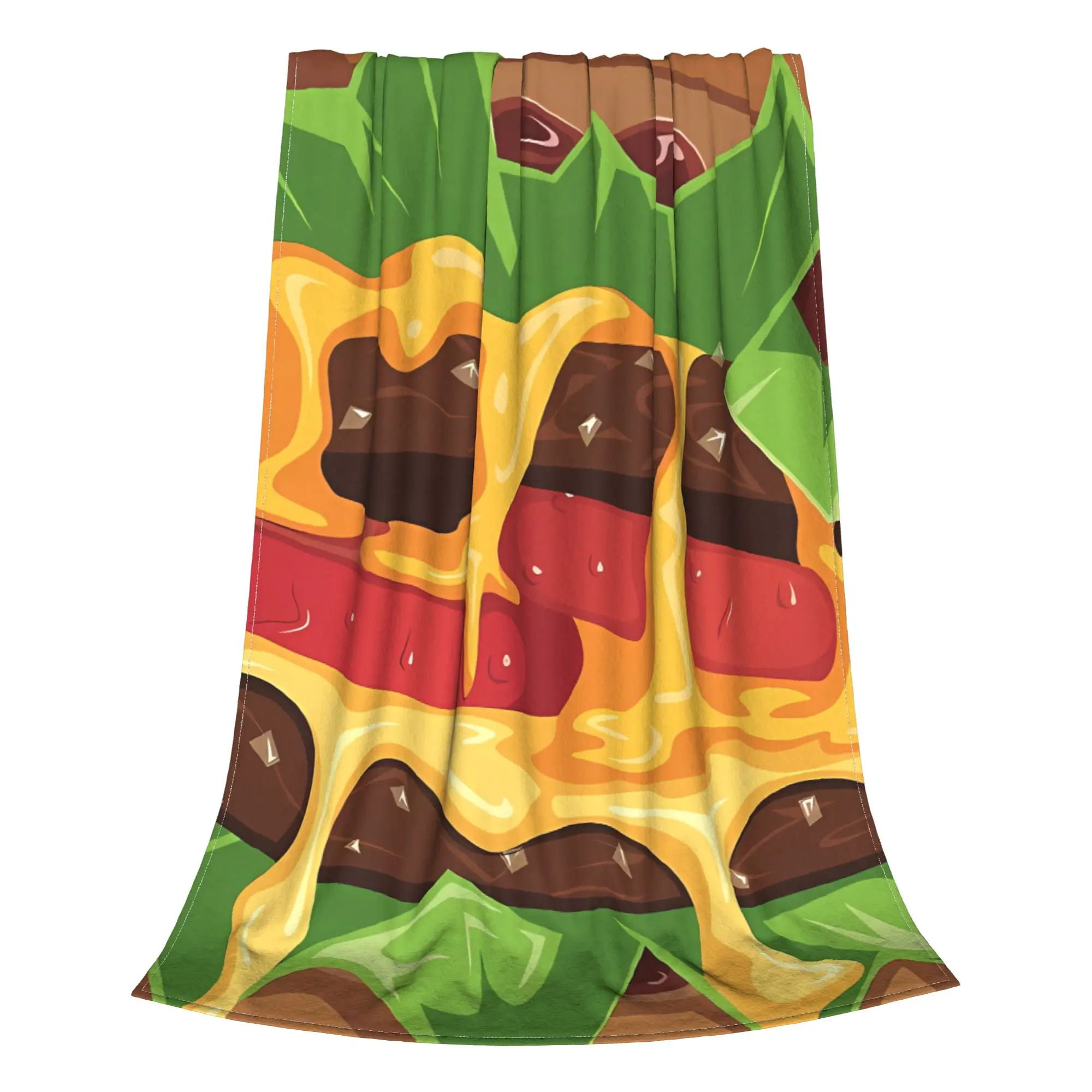 1PC Home Cute Room Decor Cheeseburger Blanket Throw Blanket Hamburger Novelty Warm Blanket All Season