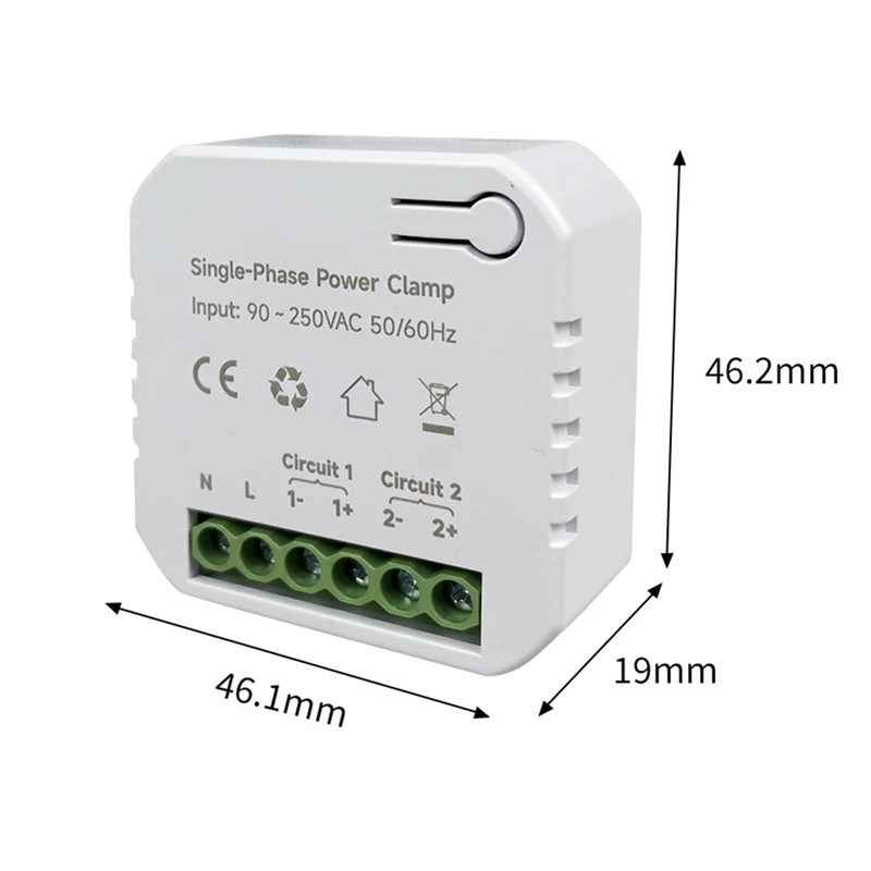 Tuya Smart Wifi Contatore di energia + Morsetto per trasformatore di corrente 90- 250 V Kwh Monitor di potenza Statistiche di elettricità-ABDQ