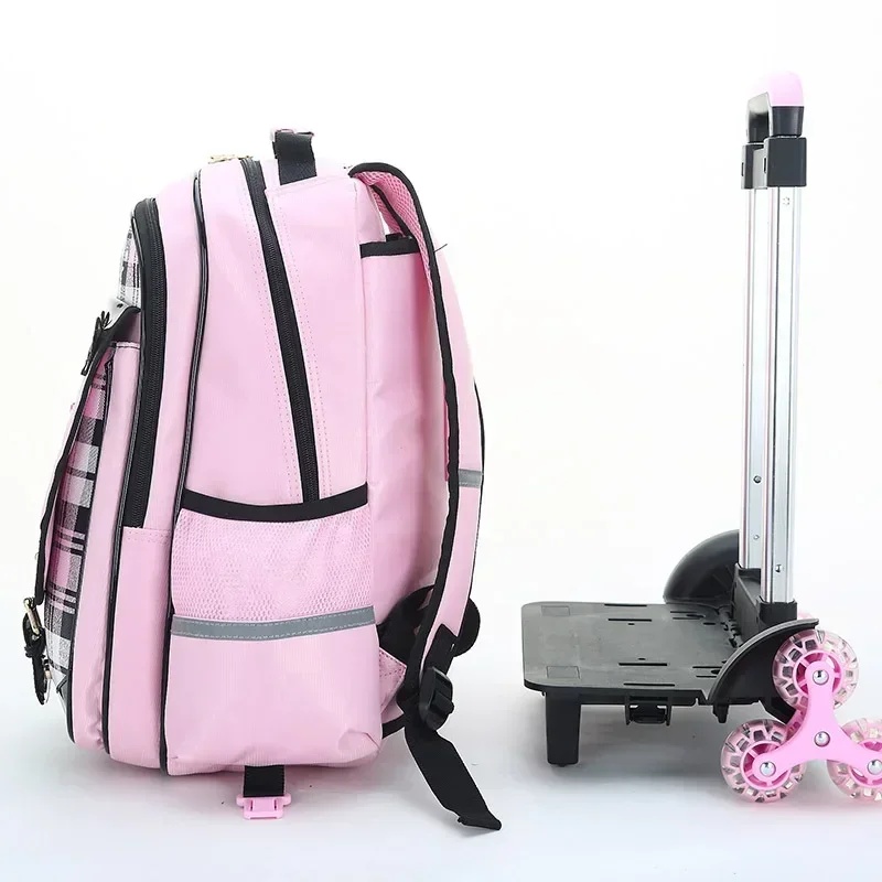 Miniso Hello Kitty  Children Pull Rod Backpack Student Trolley Schoolbag Climbing Stairs Girl Wheeled School Book Bag Pupil Gift