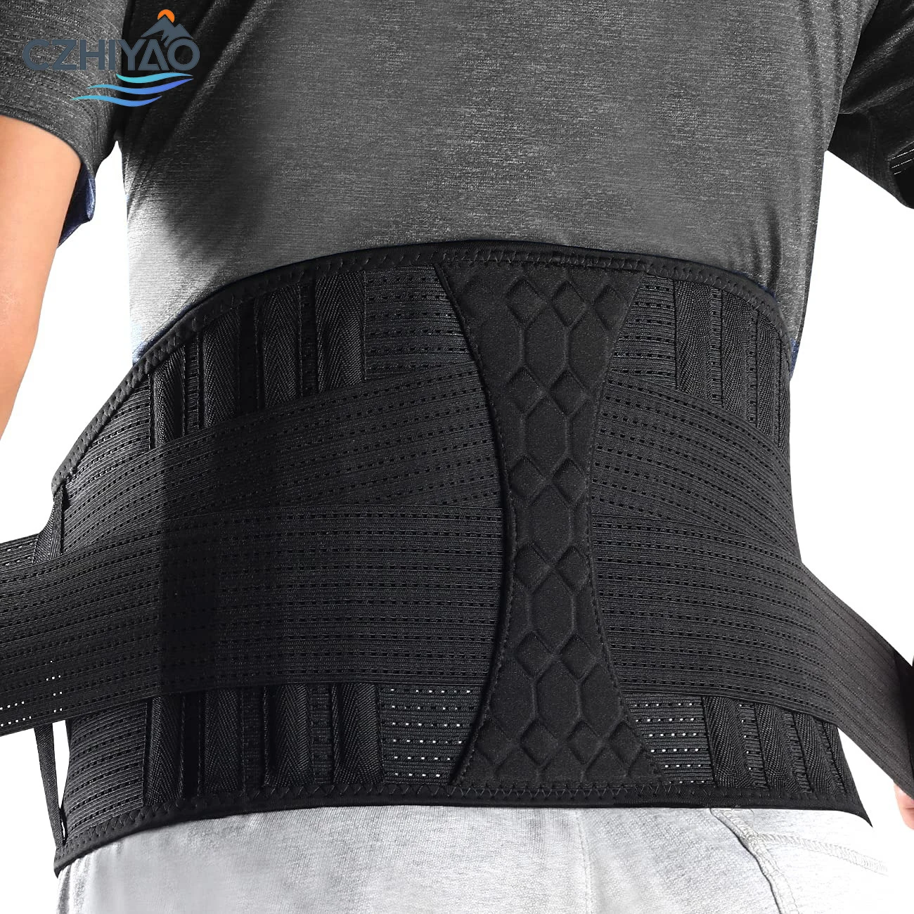 

CZHIYAO Back Support Brace Lightweight Breathable Belt With Adjustable Relieves Lower Back Pain Muscle Spasms Strains Arthritis