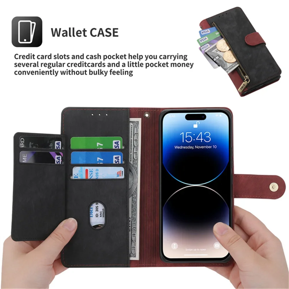 For ZTE Axon 30 Ultra 5G Zipper Wallet Leather RFID Case For ZTE Axon 40 Lite Case Blade V30 V40 Vita A72 A71 A51 A31 A52 Etui