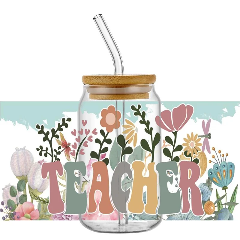 Teachers' Day Print UV DTF Sticker For 16oz Cups Can Wrap Transfer Sticker Custom Labels DIY Logo Selfadhesive