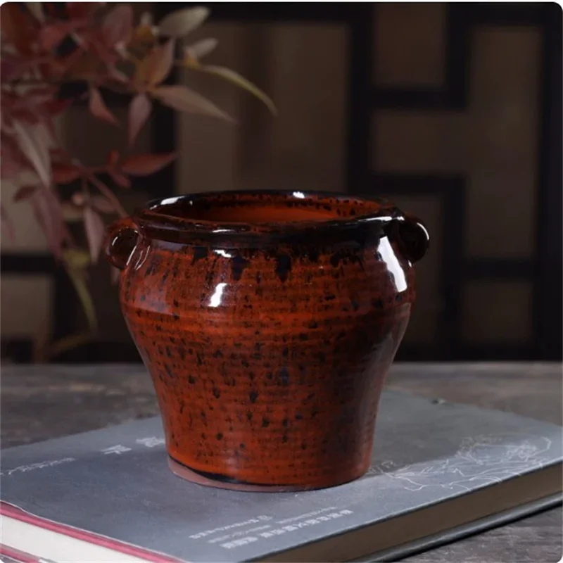 Coarse pottery Glazed Ceramic Bonsai Pot,Kiln change transmute color,Flower Planting Vase,Small Cascade pot,Home deocration