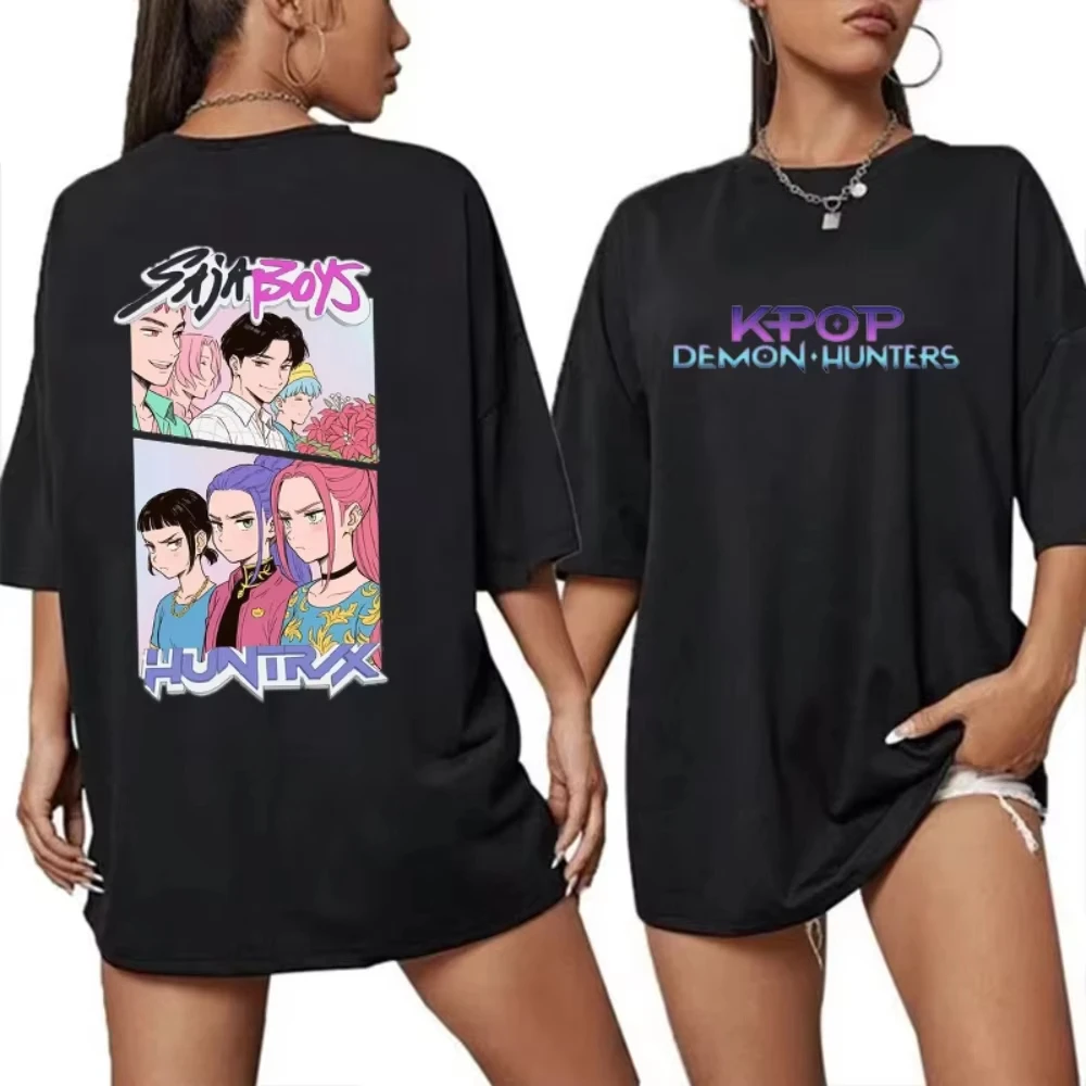 

Лидер продаж Kpop Demon Hunters женская футболка женская летняя крутая футболка с короткими рукавами Saja Boys Hunters индивидуальная футболка в стиле Харадзюку