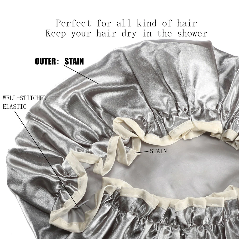 

3PCS Waterproof Shower Cap Bathing Hat for Women Thick Curly Hair Protection Spa Foldable Lightweight Durable Elastic Band