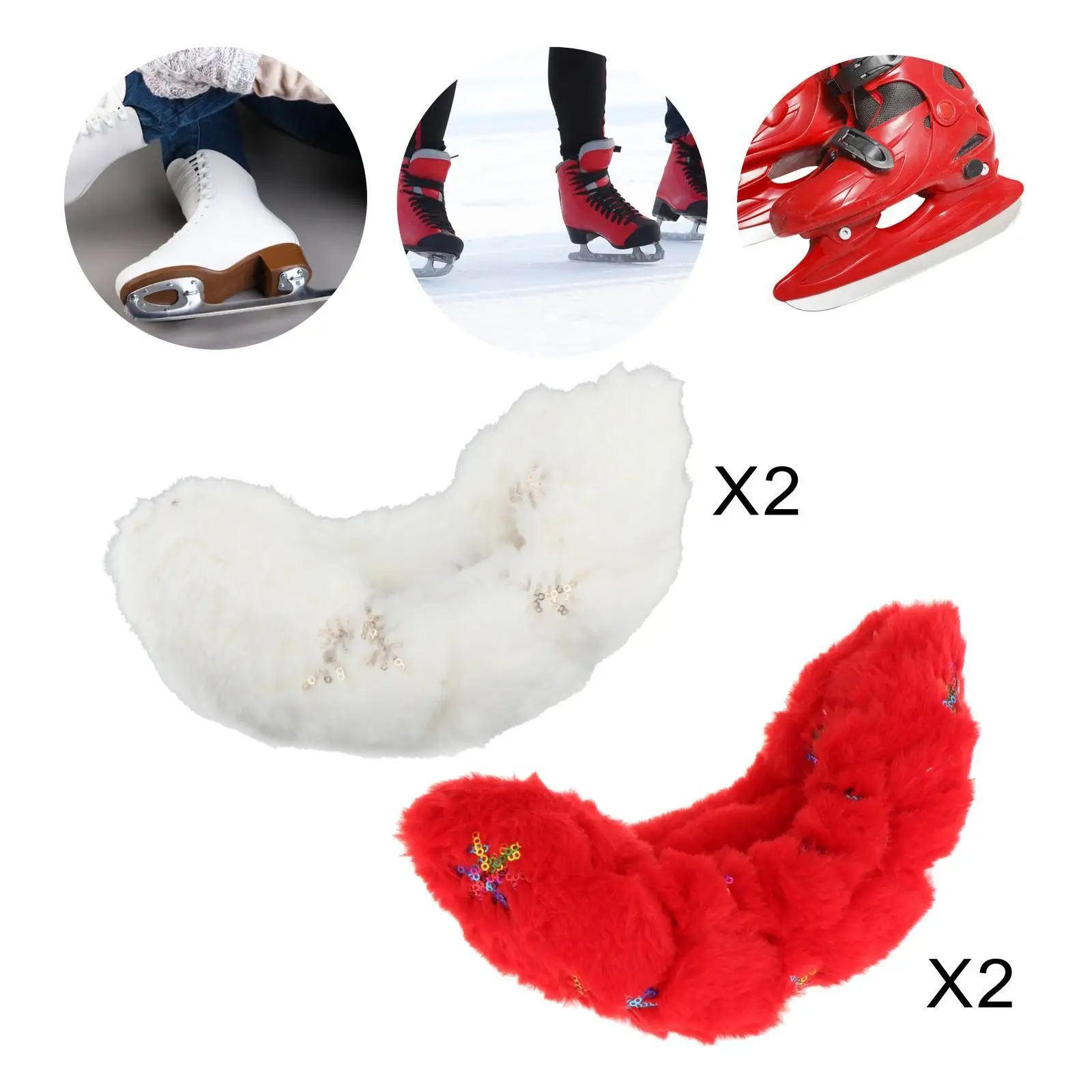 Ice Skate Plush Blade Covers para Homens e Mulheres, Vermelho, Esportes, Hóquei