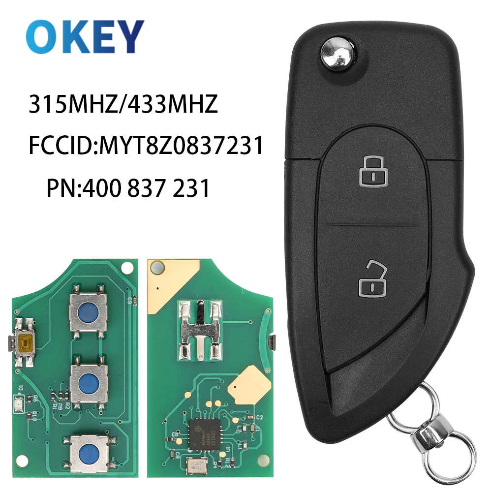 Okey Remote Car Key For Lamborghini Gallardo 315/433MHz ID48 Chip PN:400837231 Flip Folding Key