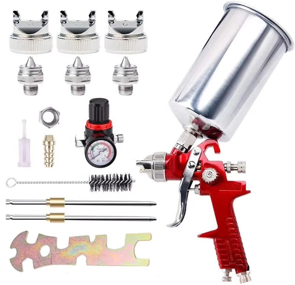 600CC capacity and 3 nozzles pneumatic HVLP air paint gun DIY grade gravity feed paint gun