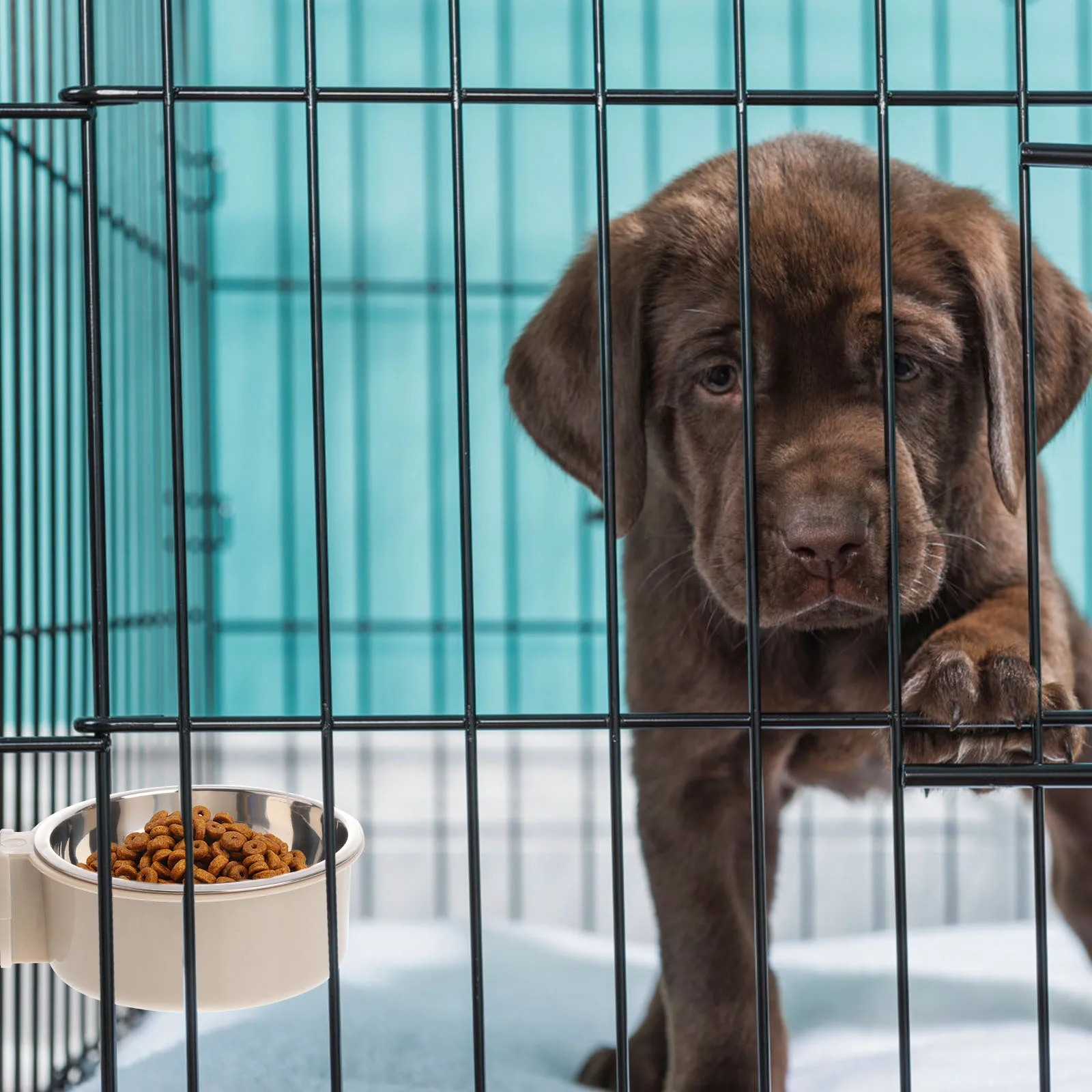 

POPETPOP Dog Bowl Stainless Steel Pet Feeder for Puppy Cat Hamster Guinea Pig Birds Hanging Cage Food Water Bowl