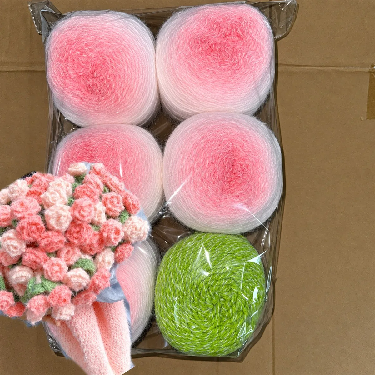 Gradient Cotton Yarn Crochet Knitting Yarn For Handmade Flower Bouquet Blanket Hat Bags Sweaters Soft Baby Fuzzy Yarn DIY Crafts