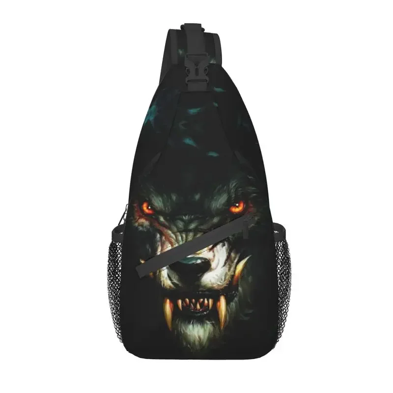 

Horror Wolf Sling Crossbody Chest Bag Men Fashion Werewolf Shoulder Backpack for Travel Cycling