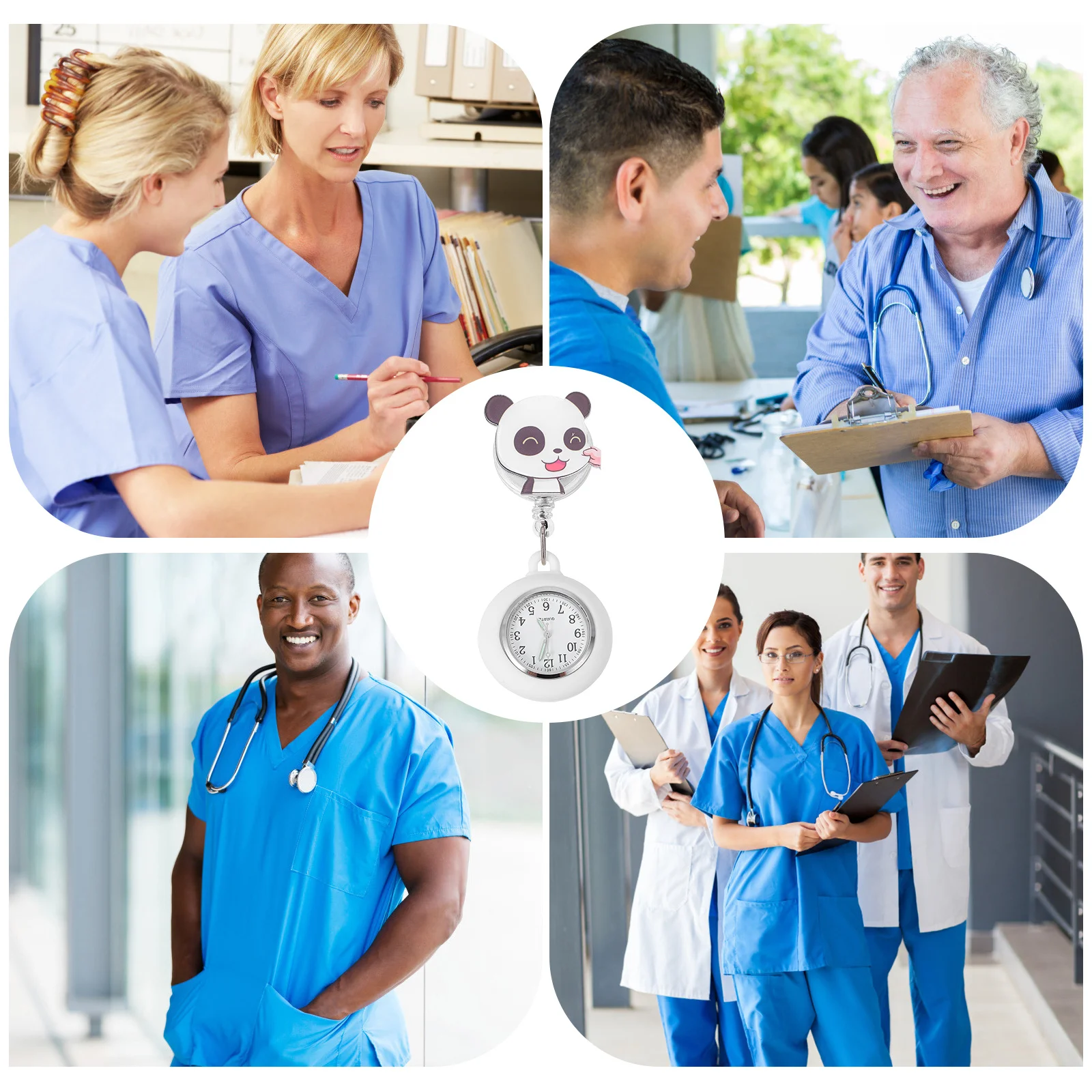 1 قطعة فوب الباندا التمريض ممرضة قابل للسحب ممرضة ساعة للأزياء الممرضات مشاهدة النساء الموظفين الطبيين ساعة #4