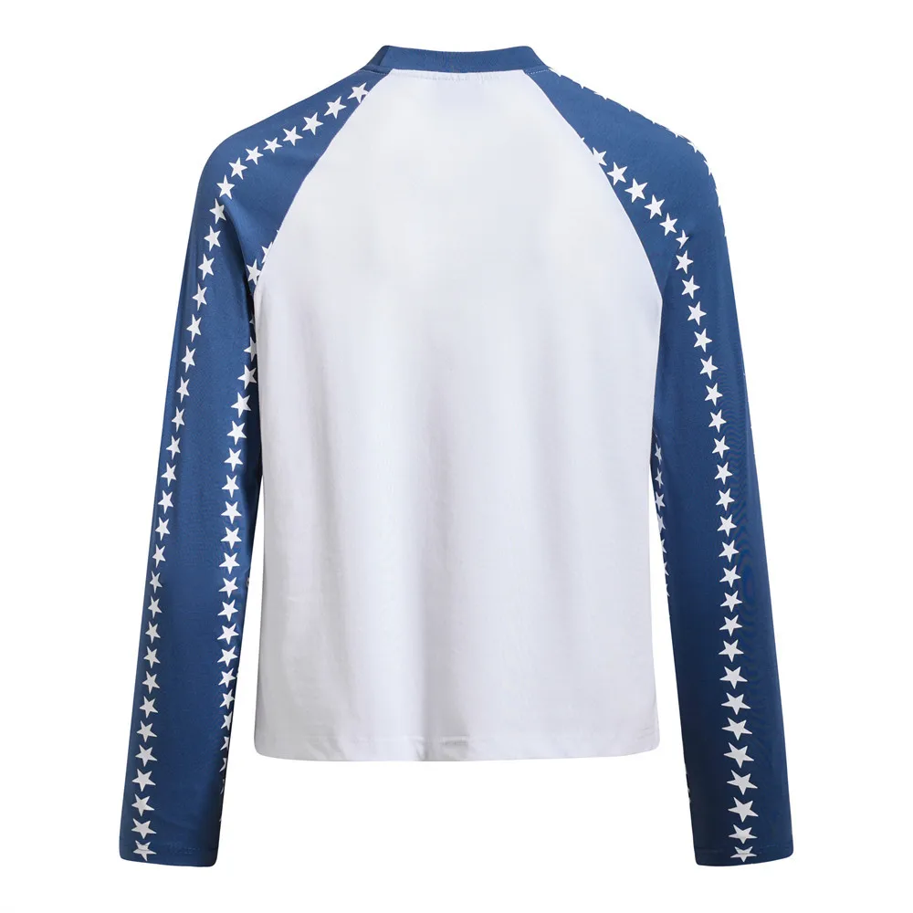 MWJLPWQ Color-Blocked Long-Sleeve T-Shirt Pattern Men Hip-Hop Trendy Personalized Casual Letter Print Round-Neck Tee Ins 20193