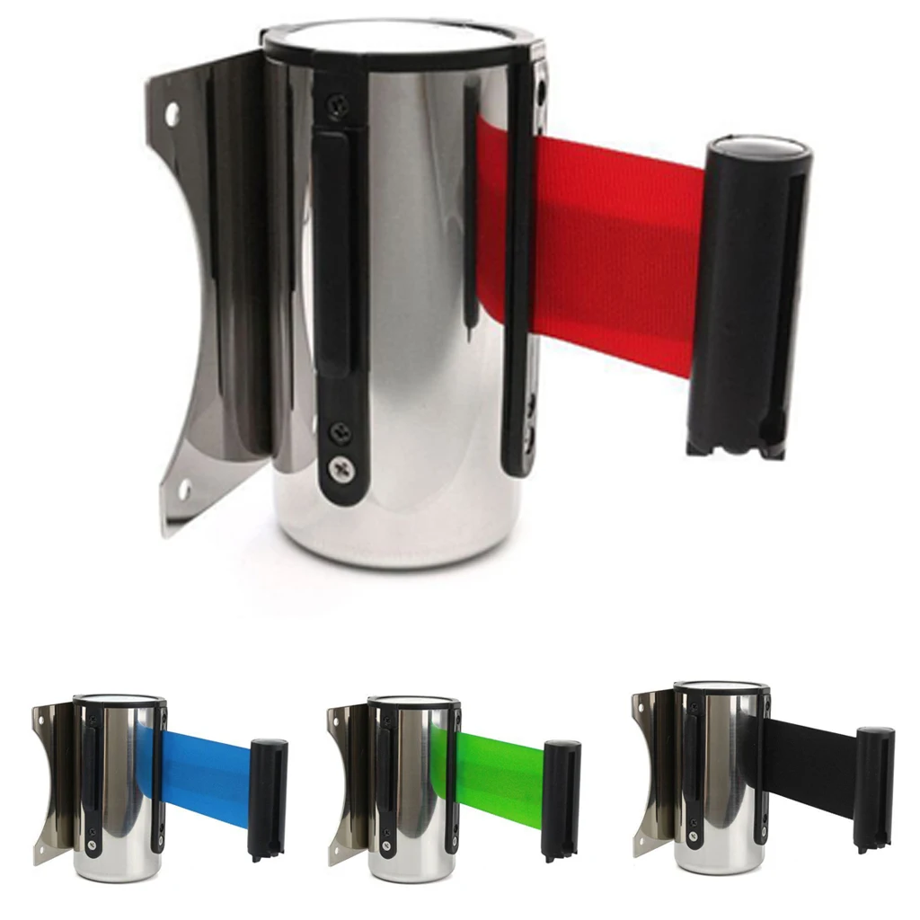 Stainless Steel Mounted Queue Rope Retractable Ribbon Belt Security Barrier for Bank Hotel Event Crowd Control Solution