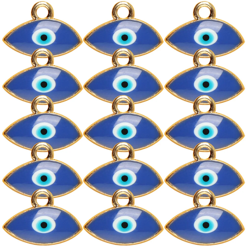 

50pcs Beaded Bracelet Accessories Craft Blue Necklace Making DIY Evil Eyes Charms Alloy Pendants Jewelry Supplies Charm